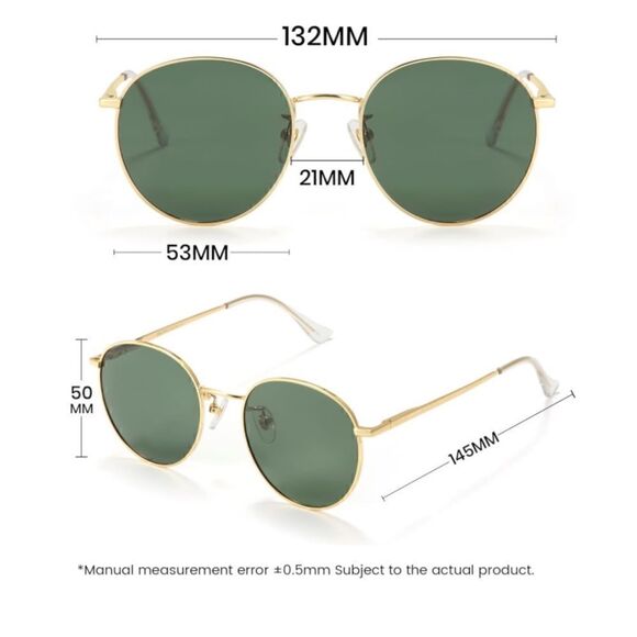 Classic Retro Sunnies with Chain Green Lens